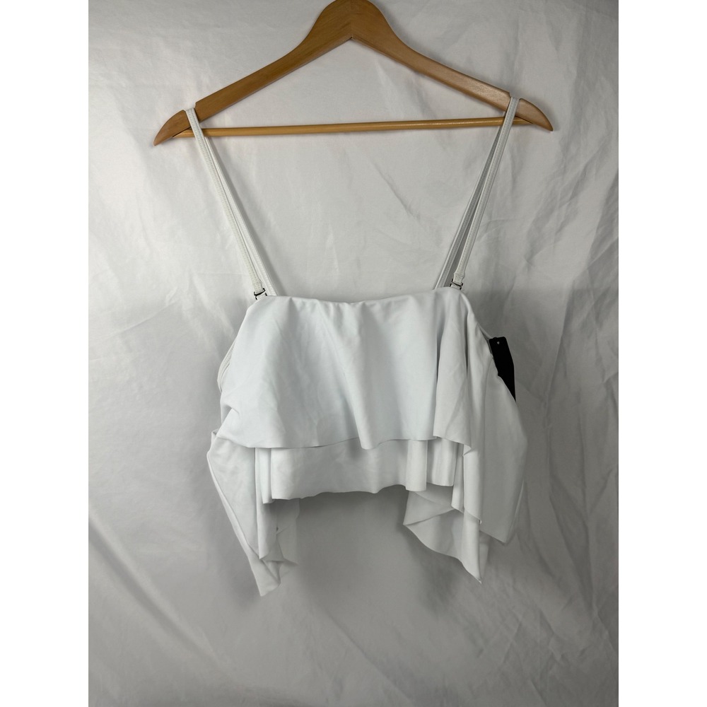 Tempt‎ Me XXL White Ruffle Bandeau Bikini Swim Top Cover Up NWT